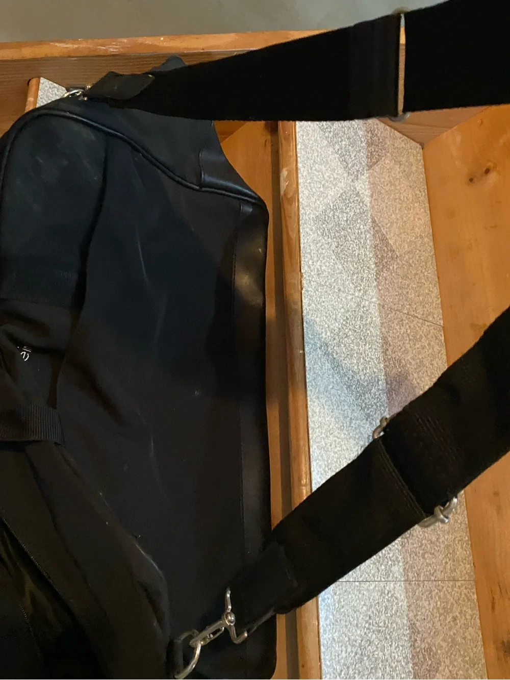 Calvin Klein Black Canvas Duffel Bag with Shoulder Strap